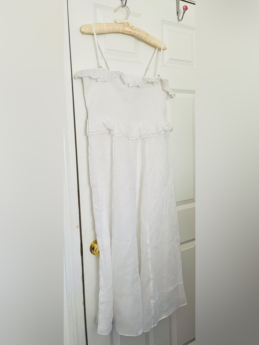 NWT J.CREW White Smocked Ruffle Sundress in Cotton Voile